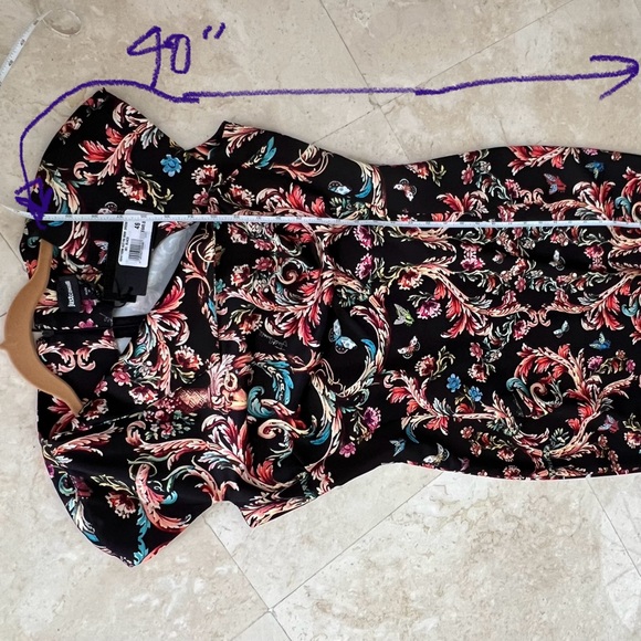 JUST CAVALLI Black Floral Print Shift Midi Cocktail Evening Dress NWT - Picture 7 of 10